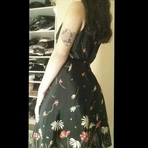 Vintage 90s Black Floral Dress